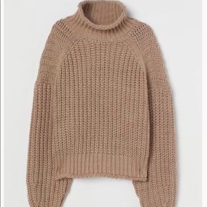 H&M Beige Ribbed Turtleneck Sz XL